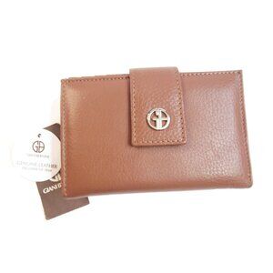 NWT Giani Bernini Softy Genuine Leather Framed Wallet Brown Card Slots Coin Slot